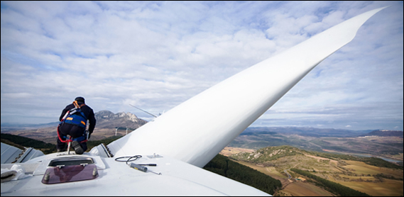 Working on top of a wind turbine