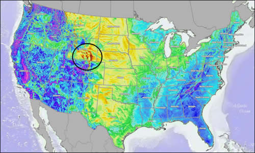 Wind map of the United States