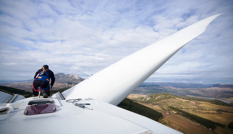 Working on top of a wind turbine
